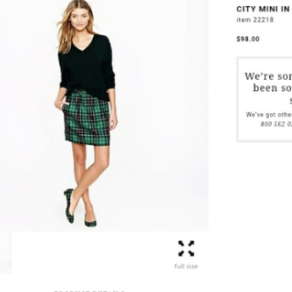 NWOT J.Crew Dublin Tartan wool miniskirt